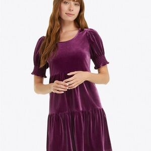 Draper James Purple Lee Ann Velvet Dress